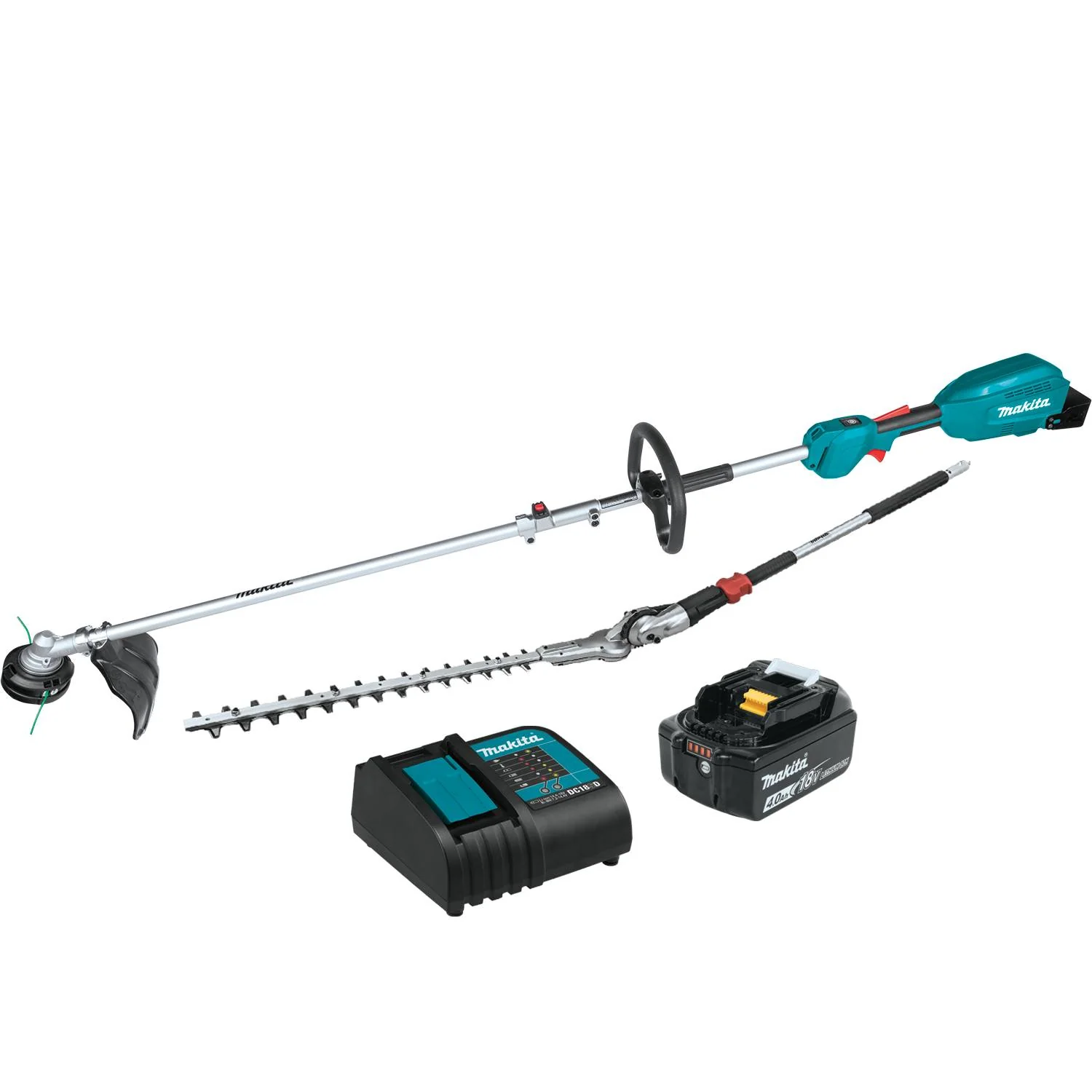 Makita (XUX02SM1X2) 18V LXT Lithium-Ion Brushless Cordless Couple Shaft Power Head Kit with 13in String Trimmer & 20in Hedge Trimmer Attachments (4.0Ah)