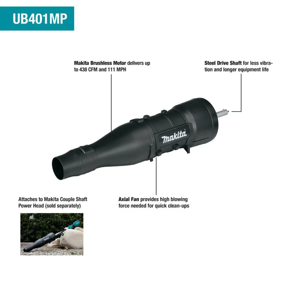 Makita XUX02SM1X3 18V LXT Lithium-Ion Brushless Cordless Couple Shaft Power Head Kit w/ 13" String Trimmer & Blower Attachments (4.0Ah) - Image 10