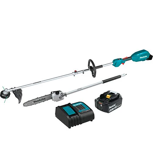 Makita XUX02SM1X4 18V LXT Lithium‑Ion Brushless Cordless Couple Shaft Power Head Kit w/ 13" String Trimmer & 10" Pole Saw Attachments