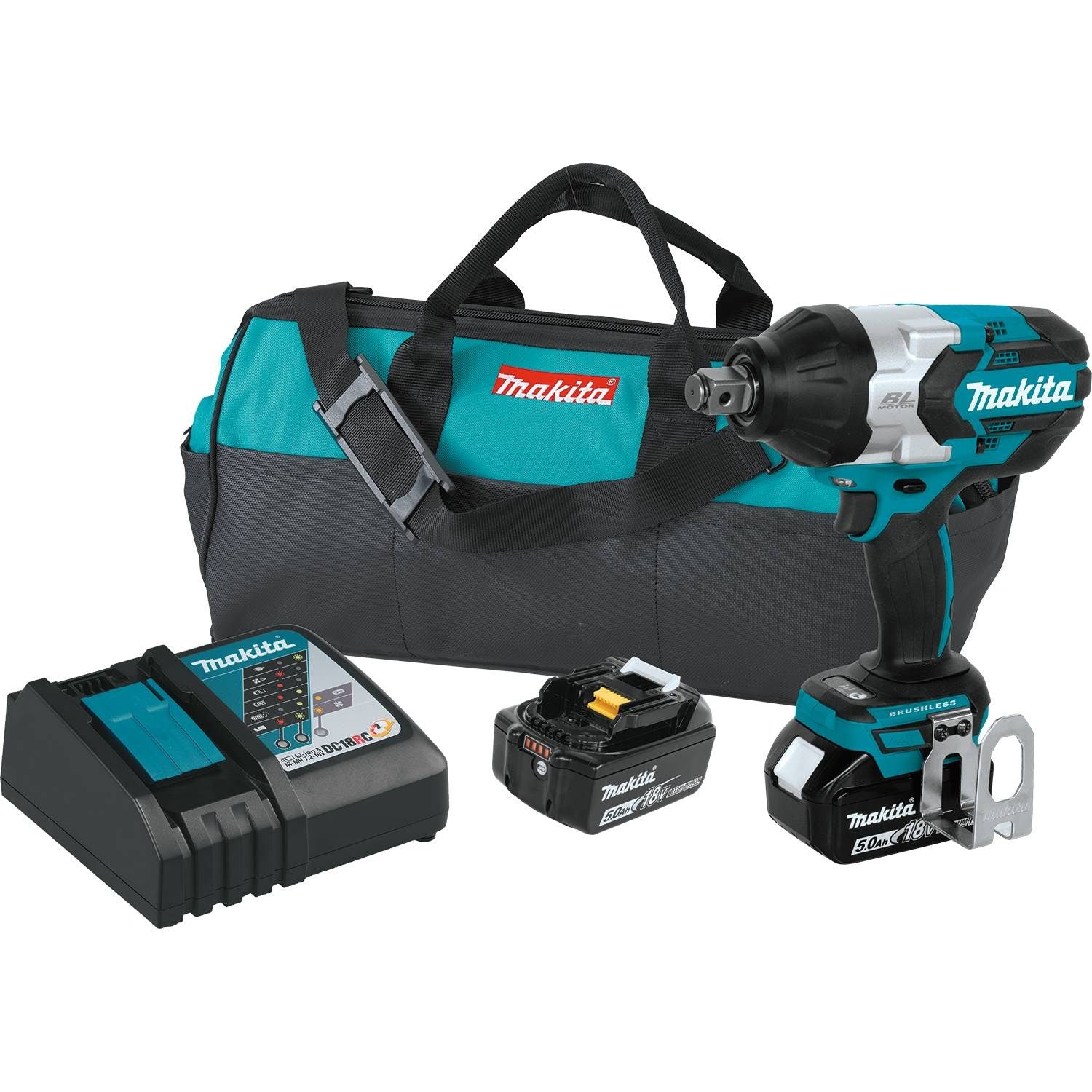 Makita (XWT07T) 18V LXT 3/4in Sq Drive Impact Wrench Kit with Friction Ring Anvil