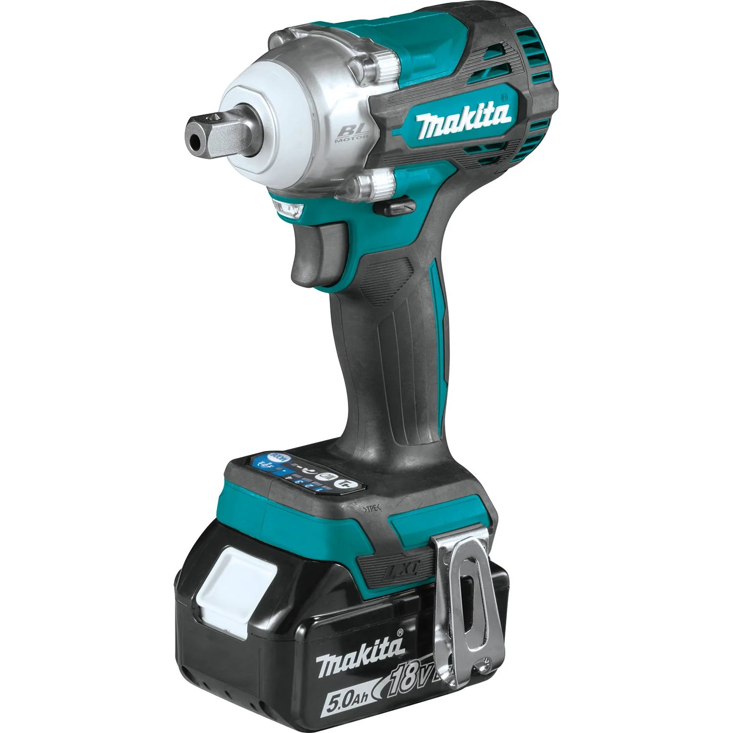 Makita 18V LXT Lithium-Ion Brushless Cordless 4-Speed 1/2" Sq. Drive Impact Wrench Kit w/ Detent Anvil, var. spd., rev., L.E.D. Light, bag (5.0Ah) - Image 4