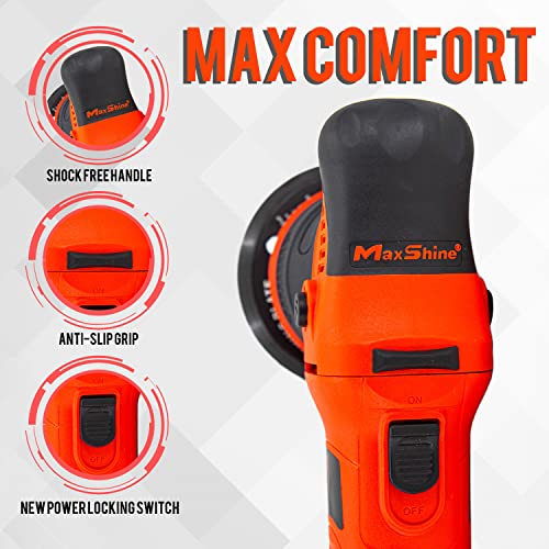 Maxshine 8mm Throw, 5" Plate M8S V2 Dual Action Polisher, Car Detailing - Powerful 1000W, 6-Speed, 5/16"-24 Thread - Auto Detailing Tool for Paint Protection, Restoration, Scratch Repair & Shine (Red) - Image 6