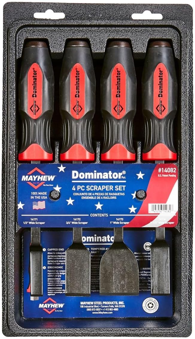 Mayhew 14082 Dominator Straight Scrapers, 4 Piece Scraper Set - Image 2