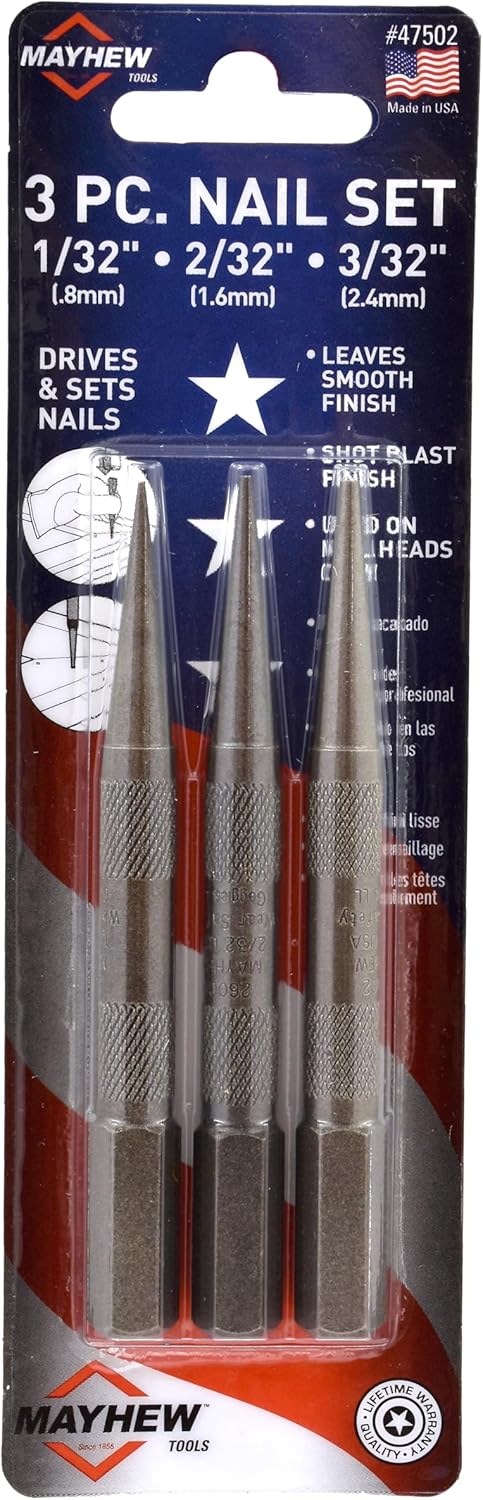 Mayhew Tools 47502 1-2-3/32-Inch Carded Nail Set, 3-Piece - Image 2