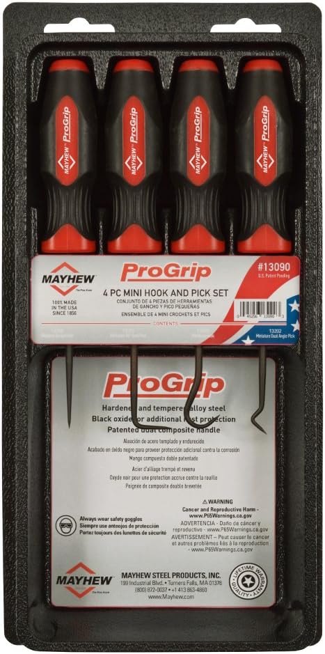 Mayhew Tools 13090 ProGrip 4-Piece Miniature Pick Set, Black Oxide - Image 2