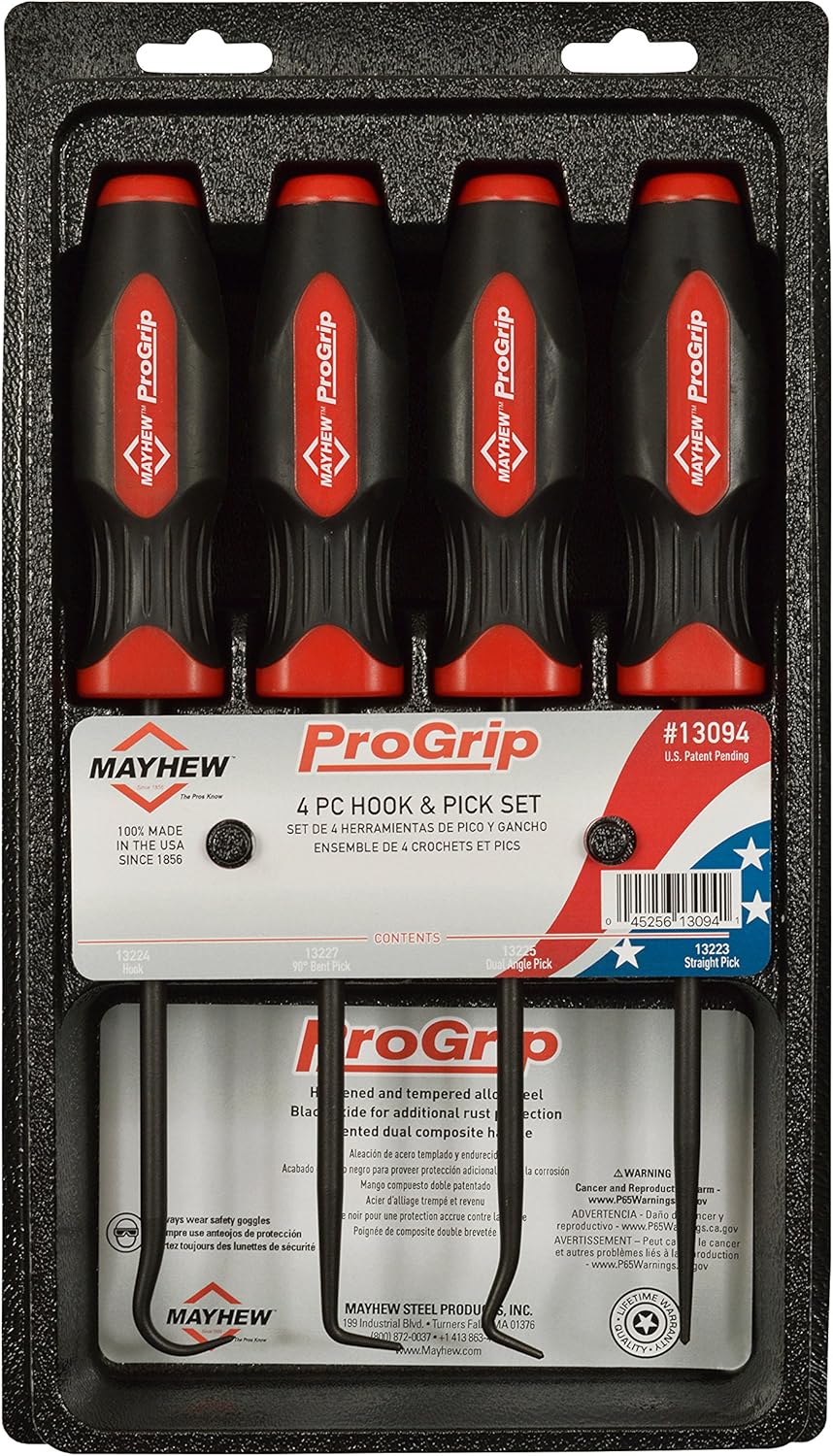 Mayhew Tools 13094 ProGrip 4-Piece Hook and Pick Set, Black Oxide - Image 3