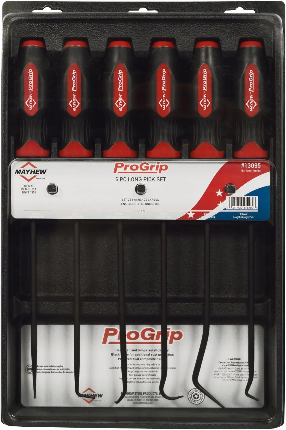 Mayhew Tools 13095 ProGrip 6-Piece Long Pick Set, Black Oxide Finish - Image 3