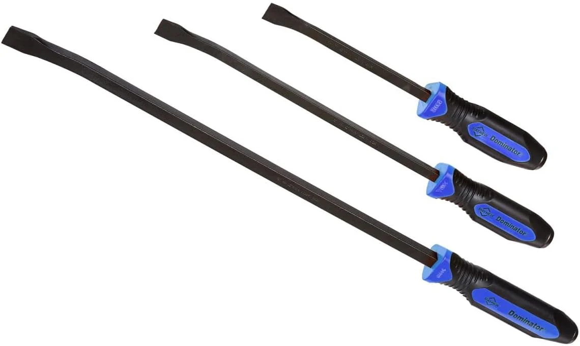 Mayhew Tools 14071BL Dominator Pro 3-Piece Pry Bar Set, 12", 17" & 25" Curved Pry Bars, Blue Curved 12", 17" & 25" Curved Pry Bars Blue - Image 2