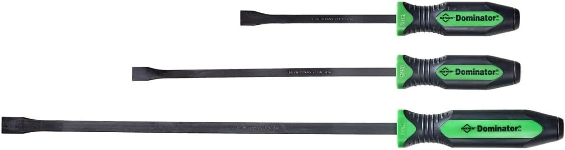 Mayhew Tools 14071GN Dominator Pro Pry Bar Set, 3-Piece Curved, Green Curved 12", 17" & 25" Curved Pry Bars Green - Image 8