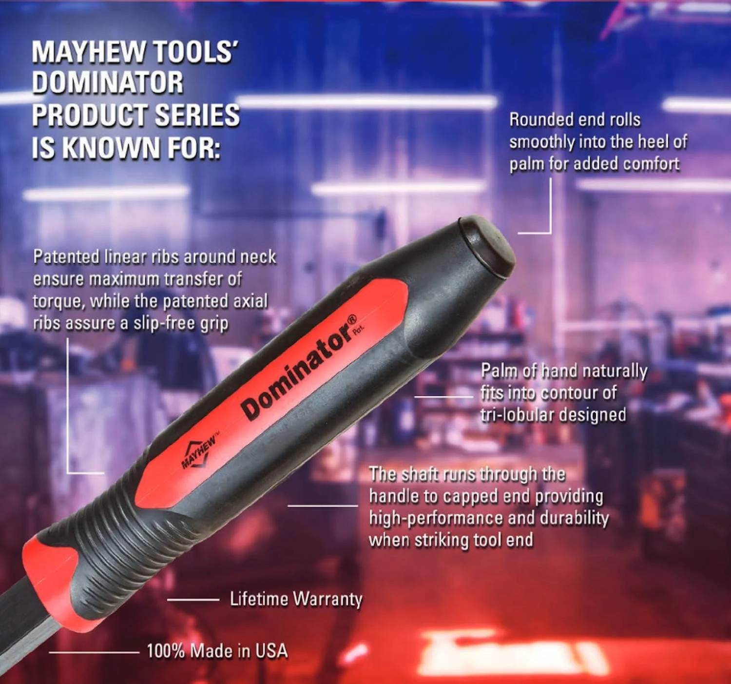 Mayhew Tools 14118 Dominator Pro Curved Pry Bar, 42", Red - Image 4
