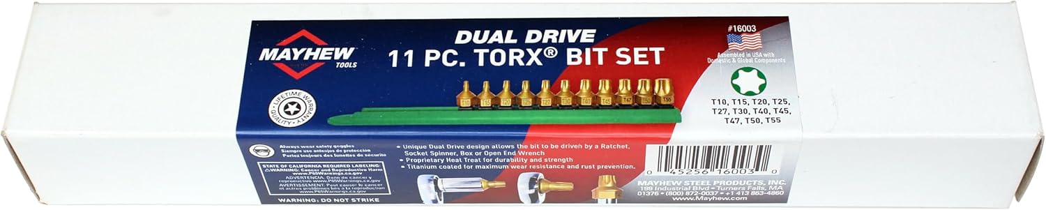 Mayhew Tools 16003 Low Profile Dual Drive Bit Set, 11-Piece Torx, Titanium Coated Titanium Coated 11-Piece Low Profile Torx - Image 3