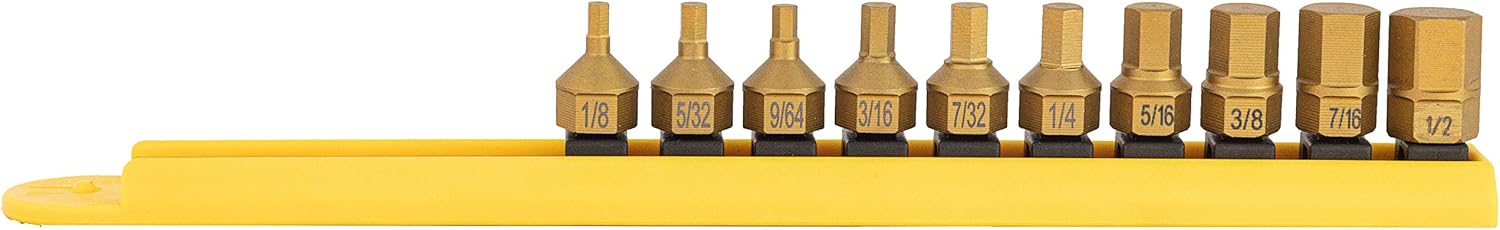 Mayhew Tools 16004 Titanium-Coated Low-Profile Dual Drive Set, SAE Hex, 10-Piece Titanium Coated 10-Piece SAE Hex - Image 2