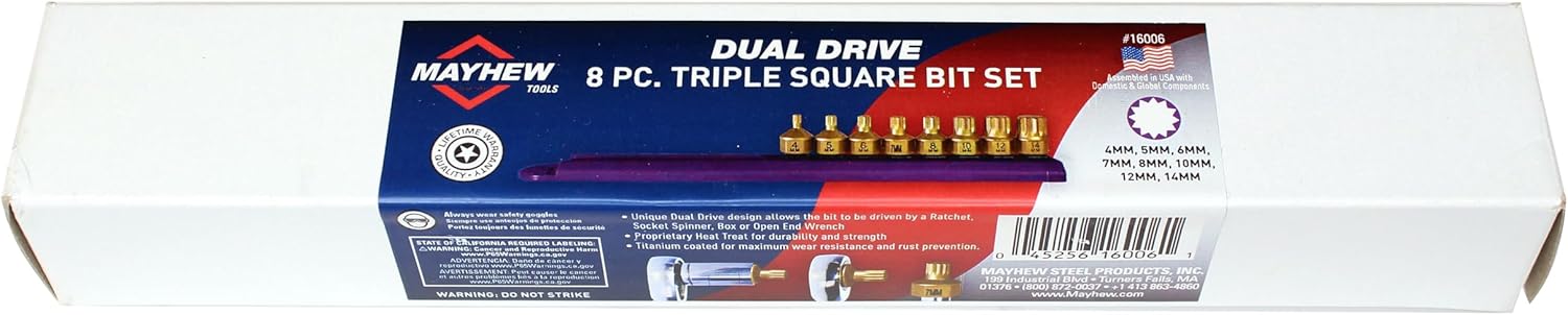 Mayhew Tools 16006 Low-Profile Dual Drive Set, 8-Piece Triple Square, Titanium-Coated - Image 3