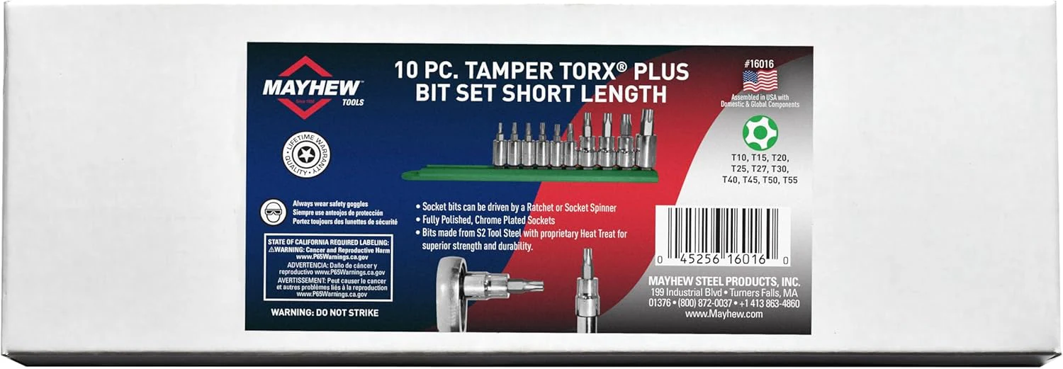 Mayhew Tools 16016 Tamper-proof Torx Plus Socket Bit Set, Chrome Plated, 10-Piece Polished Chrome - Image 4