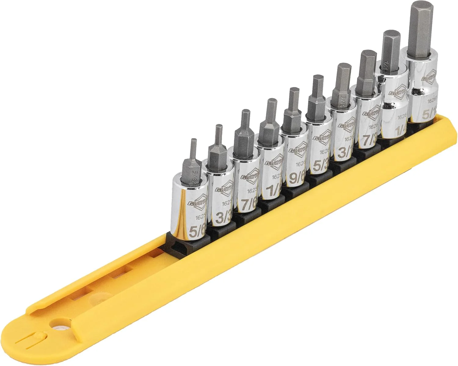 Mayhew Tools 16017 SAE Hex Socket Bit Set, 10-Piece, Polished Chrome - Image 2