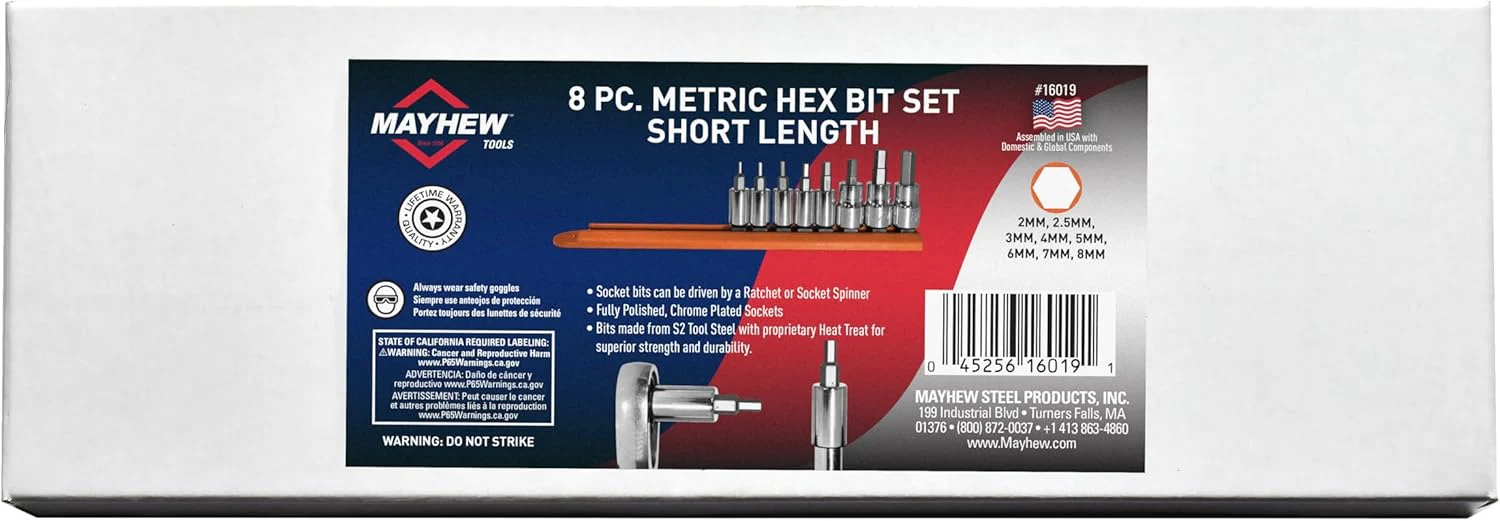 Mayhew Tools 16019 Metric Hex Socket Bit Set, 8-Piece, Polished Chrome - Image 4