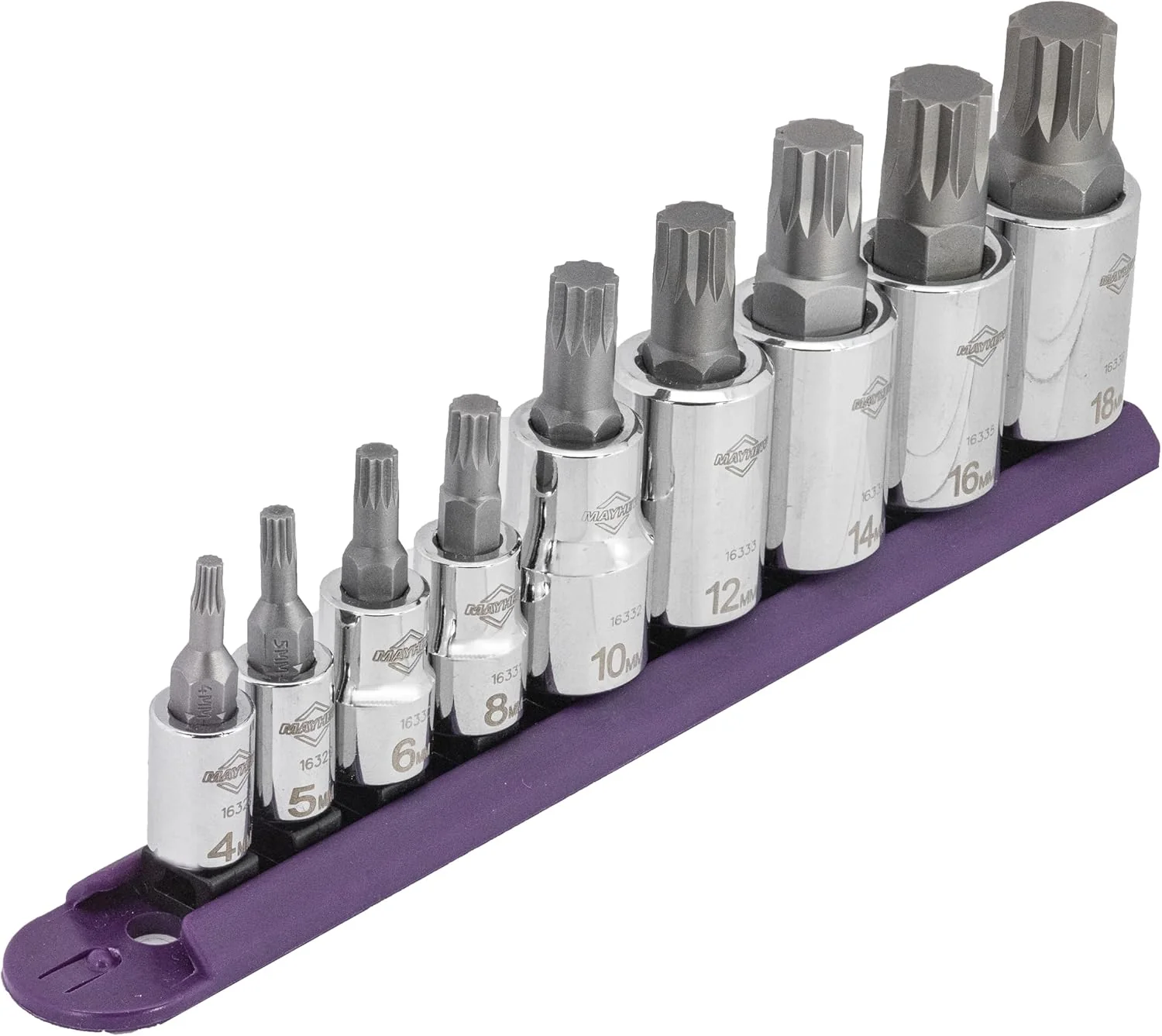 Mayhew Tools 16024 Triple Square Socket Bit Set, Chrome Plated, 9-Piece - Image 2