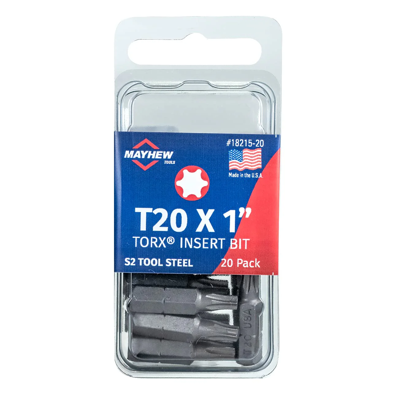 Mayhew Tools 18215-20 USA Torx Insert Bit, T20 x 1" (Pack of 20)