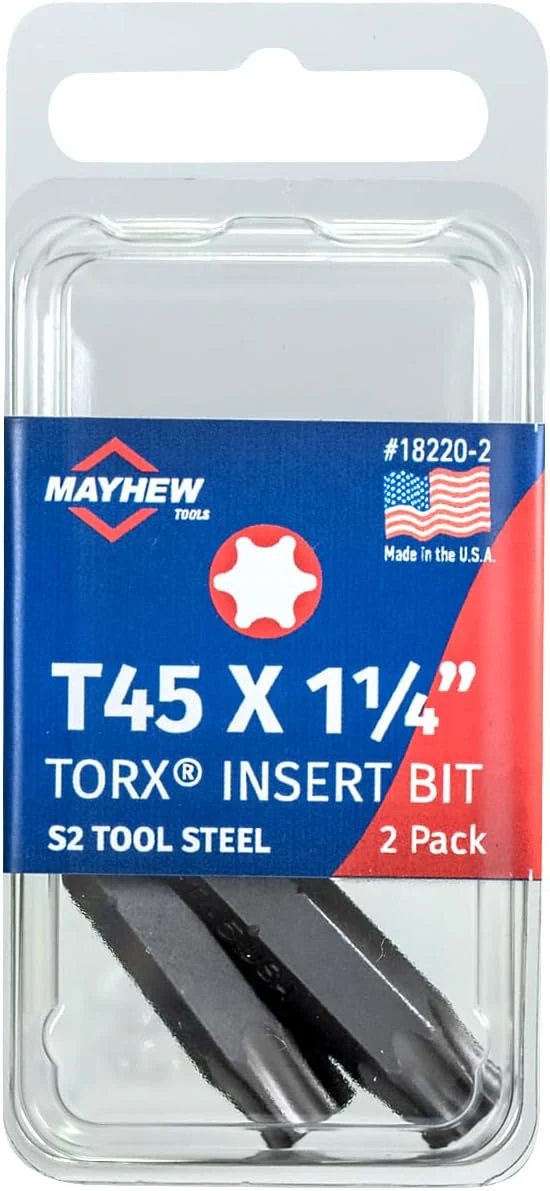 Mayhew Tools 18220-2 Torx Insert Bit, T45 x 1.25" (Pack of 2) - Image 2