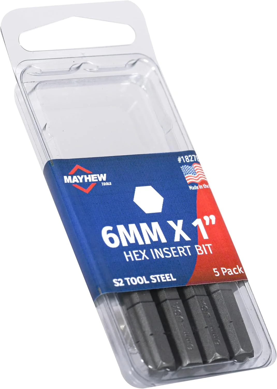 Mayhew Tools 18278-5 Metric Hex Insert Bit, 6mm x 1", 1/4" Shank (Pack of 5) - Image 2