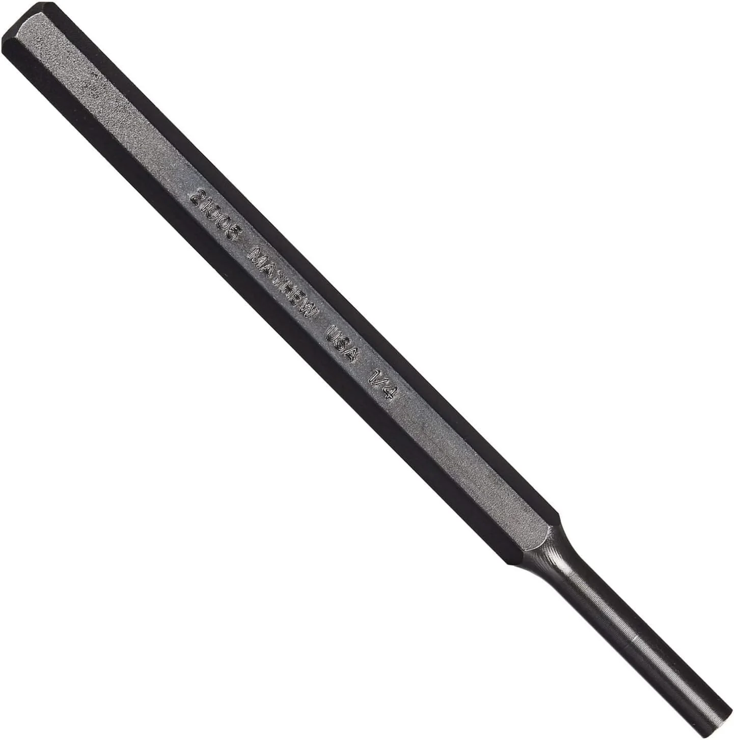 Mayhew Tools 21005 SAE Pin Punch, 1/4 x 1.25" Pin, 5-3/4" OAL x 3/8" Body, Black Oxide Finish