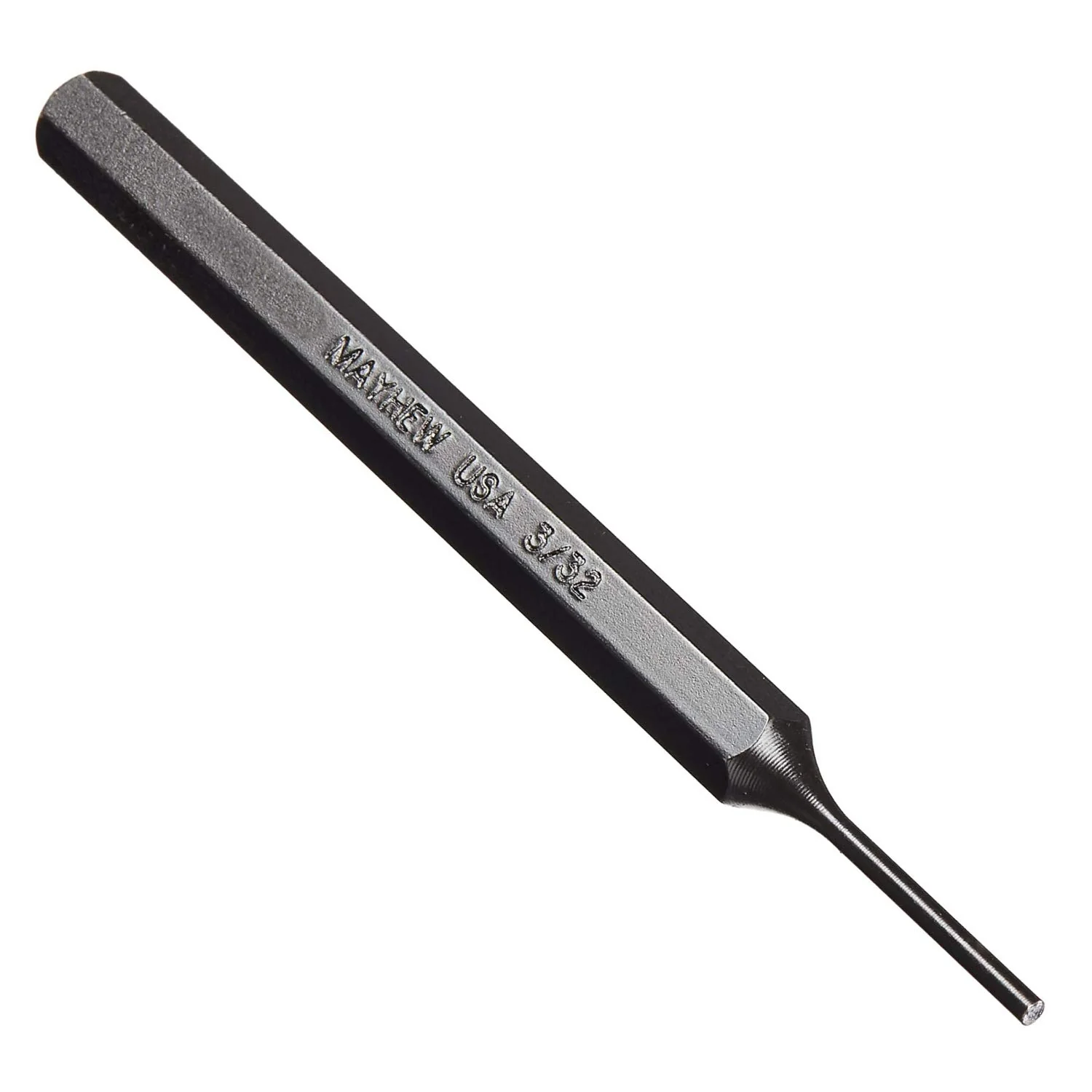 Mayhew Tools 21006 SAE Pin Punch, 3/32 x 1.75" Pin, 6" OAL x 5/16" Body, Black Oxide Finish