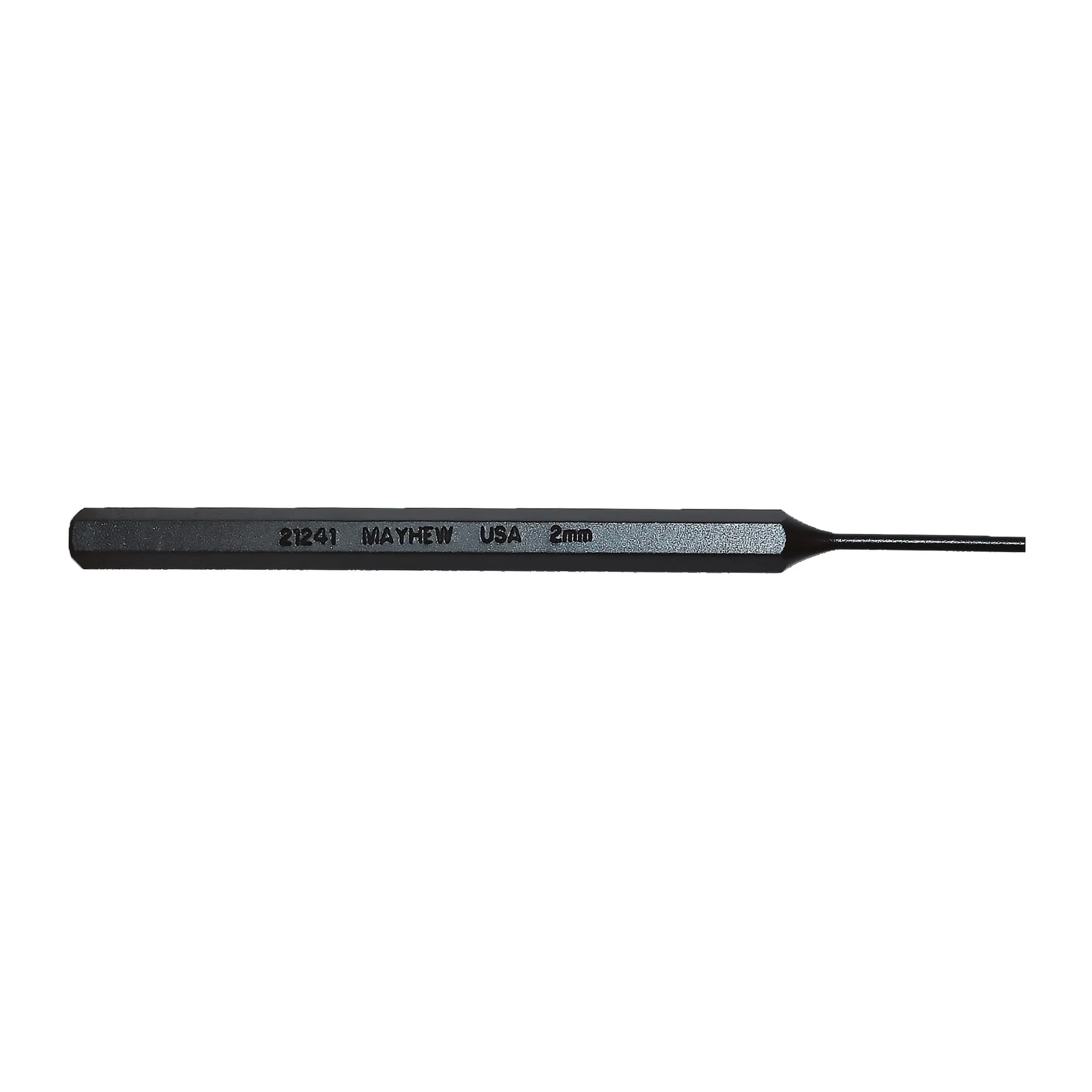 Mayhew Tools 21241 Metric Pin Punch, 2 mm x 4-1/4", Black Oxide Finish