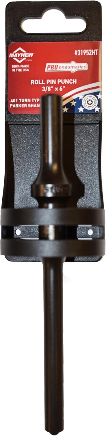 Mayhew Tools 31952HT Pneumatic Roll Pin Punch, 3/8" x 6" Hang Tag, Black Oxide Finish - Image 2