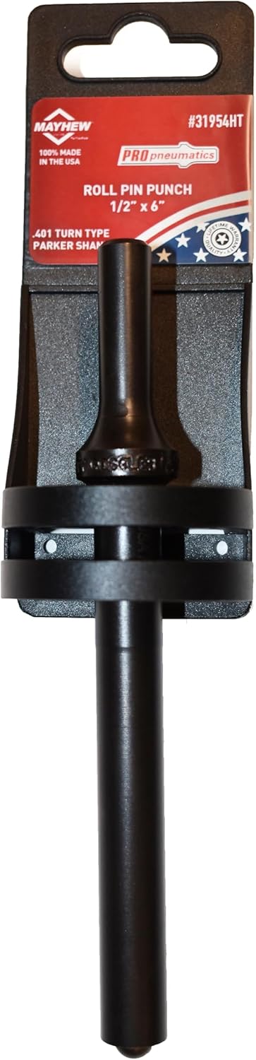 Mayhew Tools 31954HT Pneumatic Roll Pin Punch, 1/2" x 6" Hang Tag, Black Oxide Finish - Image 2