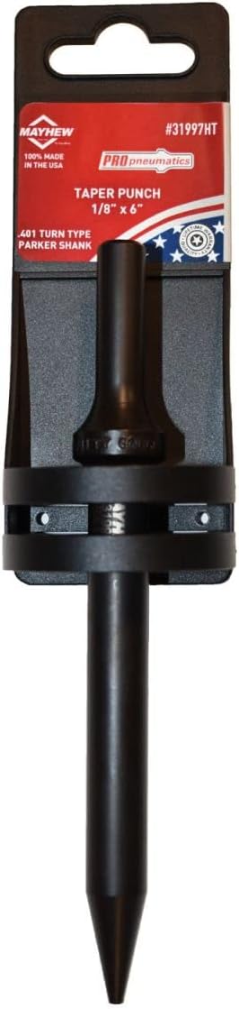 Mayhew Tools 31997HT Pneumatic Taper Punch, 1/8" x 6" Hang Tag, Black Oxide Finish - Image 2