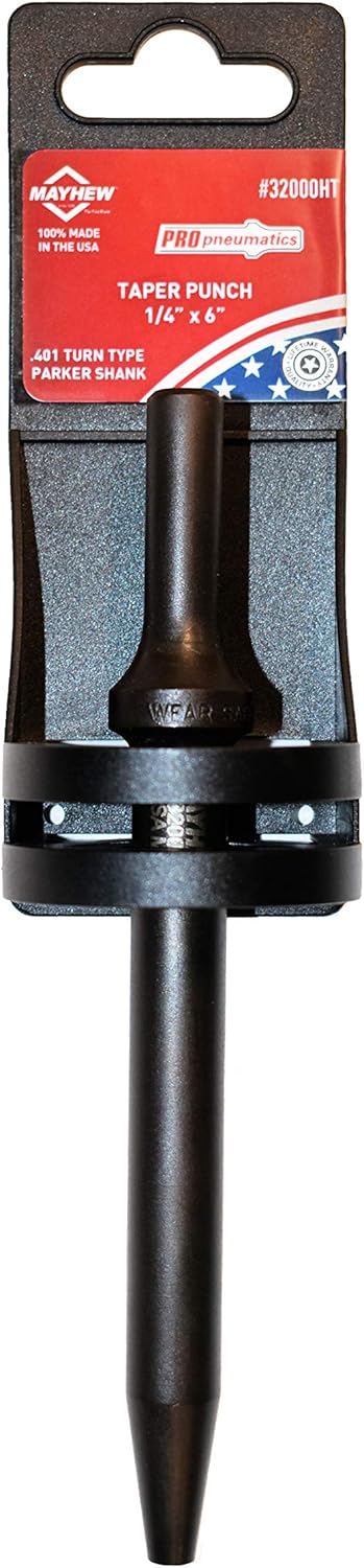 Mayhew Tools 32000HT Pneumatic Taper Punch, 1/4" x 6" Hang Tag, Black Oxide Finish - Image 2