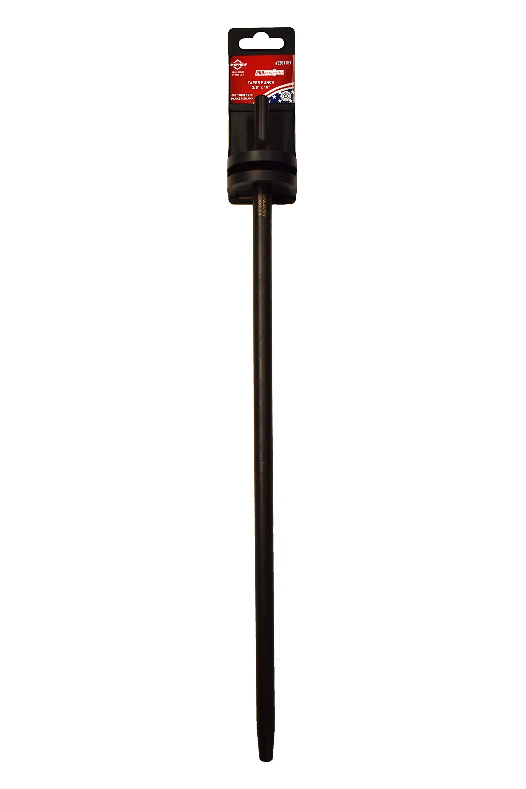 Mayhew Tools 32011HT Pneumatic Taper Punch, 3/8" x 18" Hang Tag, Black Oxide Finish