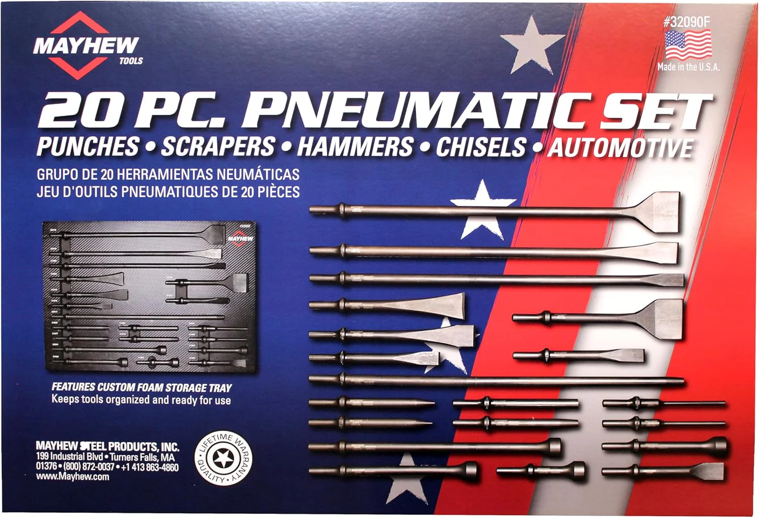 Mayhew Tools 32090F Pneumatic Set, Black Oxide Finish, 20-Piece - Image 3