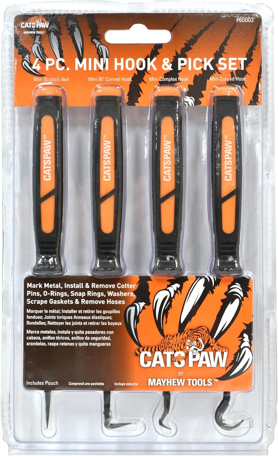 Mayhew Tools 60003 CatsPaw Mini Hook and Pick Set, Chrome-Vanadium, 4-Piece Set - Image 2