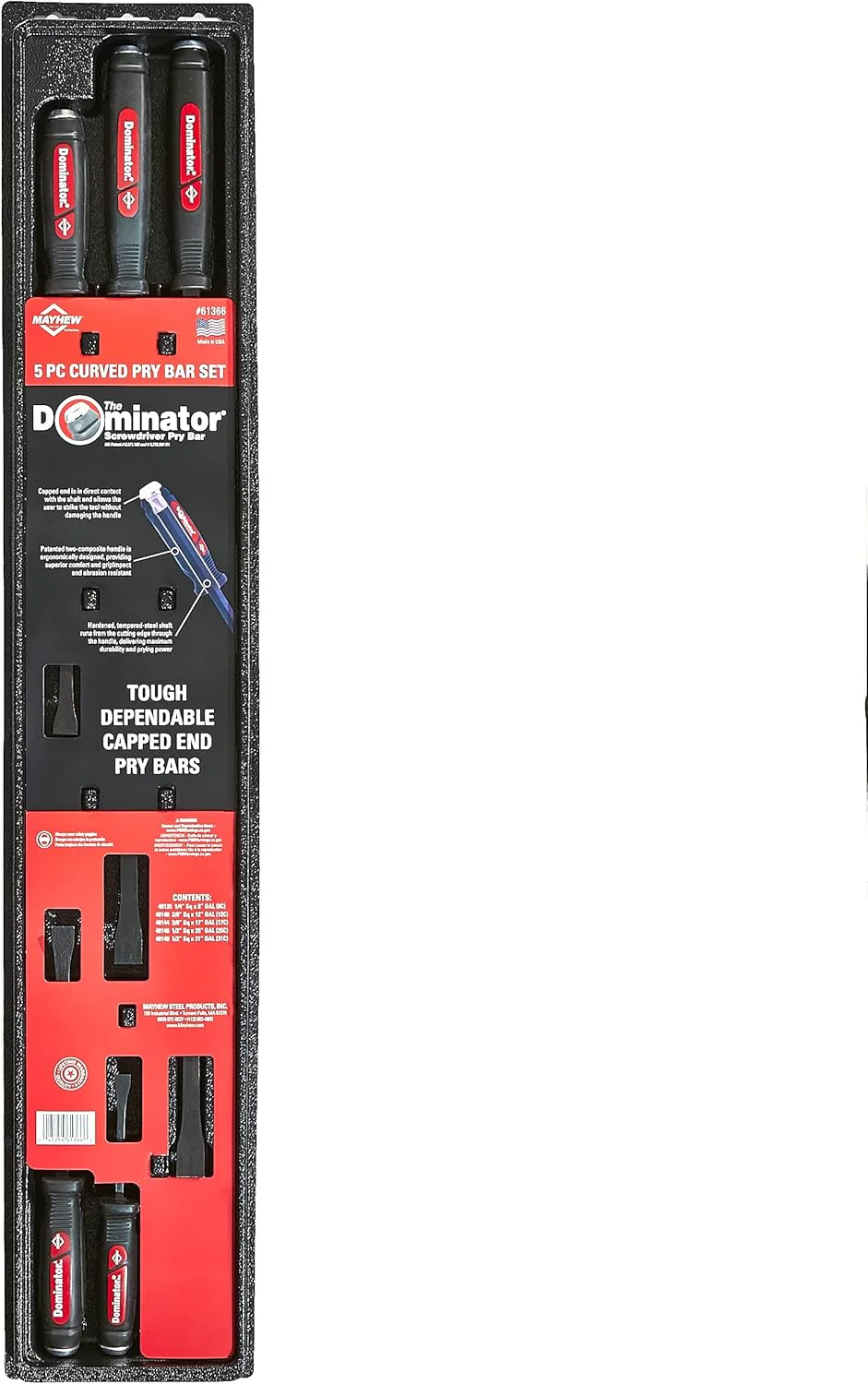 Mayhew Tools 61366 Dominator Pry Bar Set, 5-Piece Curved, Black Oxide Finish - Image 5