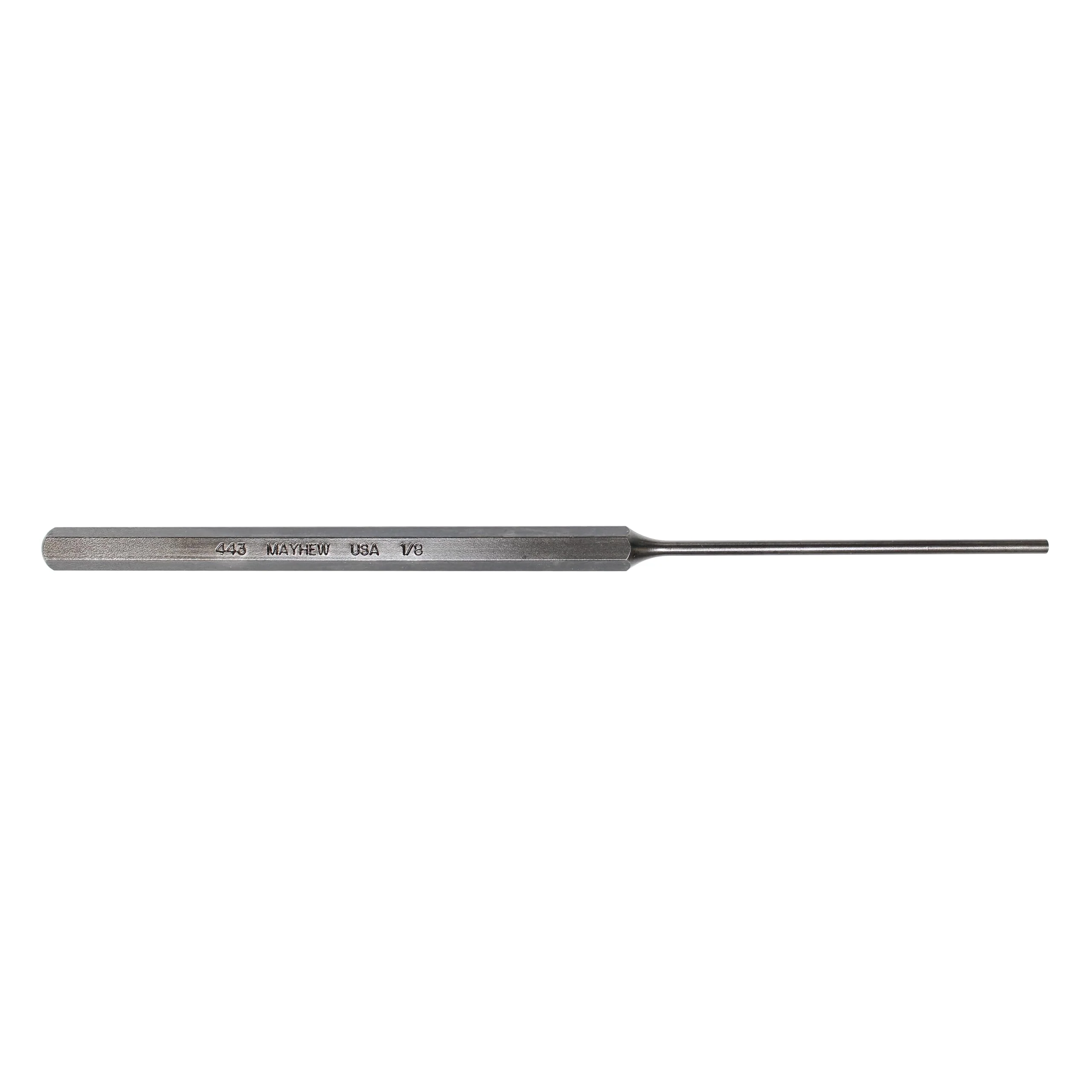 Mayhew Tools 71500 SAE Pin Punch, 1/8 x 3" Pin, 8" OAL x 5/16" Body, Shot Blast Finish
