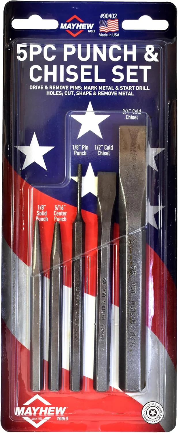 Mayhew Tools 90402 Punch and Chisel Set, Blast Finish, 5-Piece - Image 2