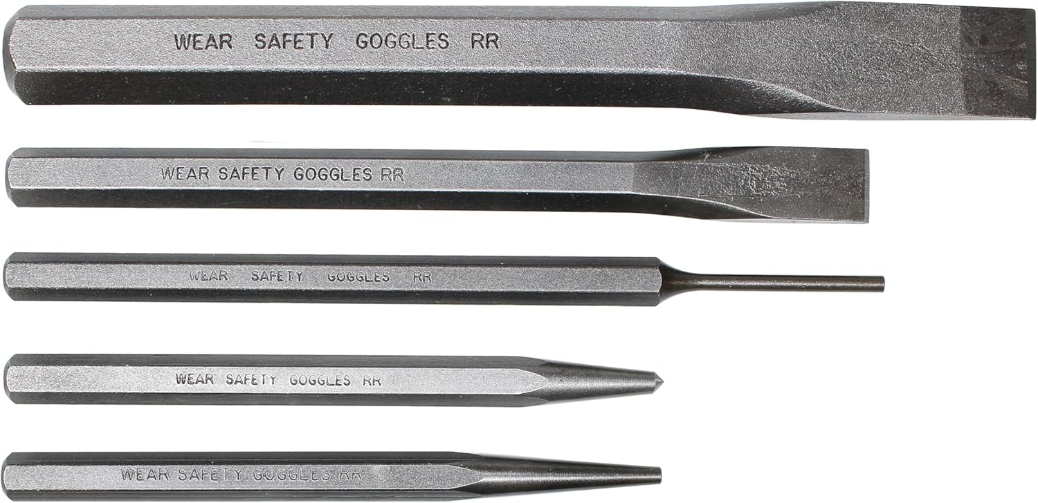 Mayhew Tools 90402 Punch and Chisel Set, Blast Finish, 5-Piece - Image 4