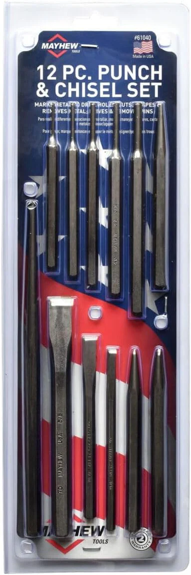 Mayhew Tools 61040 Mayhew Select Punch and Blast Finished Chisel Set, 12-Piece - Image 3