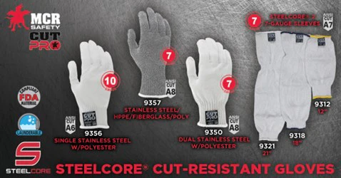 MCR Safety Steelcore ll 7-Gauge Cut Resistant Arm Sleeves Polyester Wrapped Stainless Steel 12 In. x 6¼ In. - Image 4