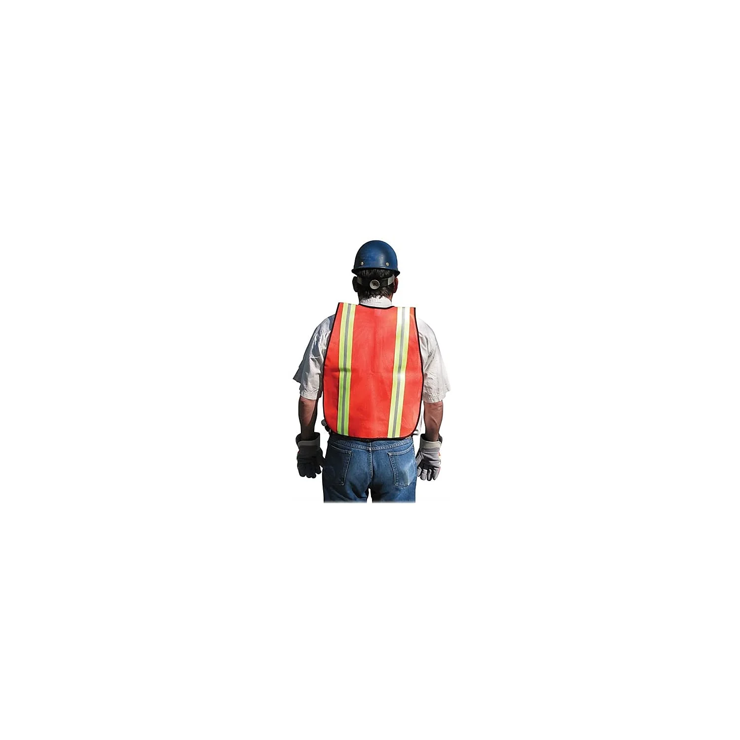 MCR Safety Vest V201R Polyester Mesh General Purpose Safety Vest with 2-Inch Lime/Silver Reflective Stripe, Fluorescent Orange, one size - Image 4