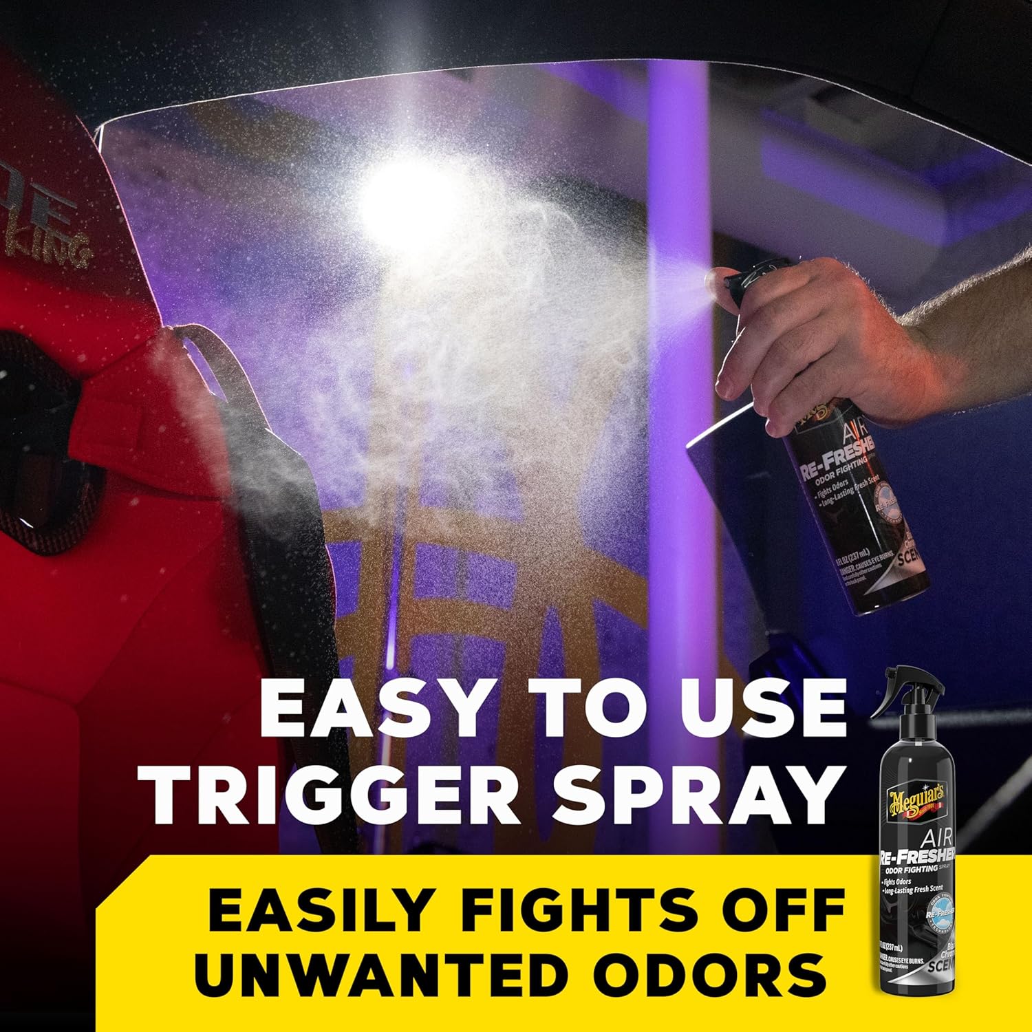 Meguiar’s G250708 Air Re-Fresher Odor Fighting Spray, Black Chrome Scent, Refresh & Instantly Fight Odors - Image 2