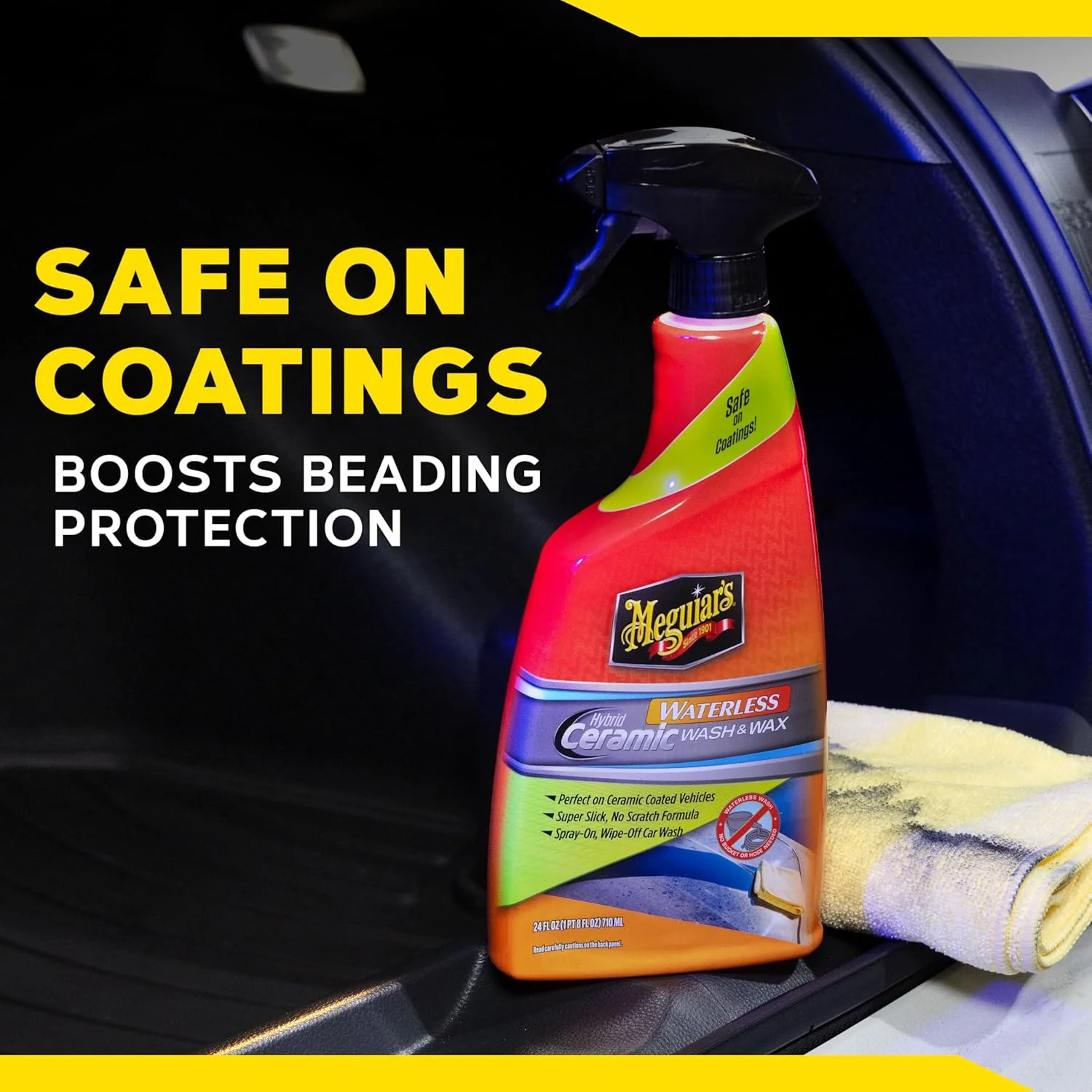 Meguiar’s G251024 Hybrid Ceramic Waterless Wash & Wax - Waterless Car Wash Spray with Ceramic Chemistry for a Slick, Protective Barrier - No-Scratch Formula for Glossy Paint and Ceramic Coatings, 24 Oz - Image 8