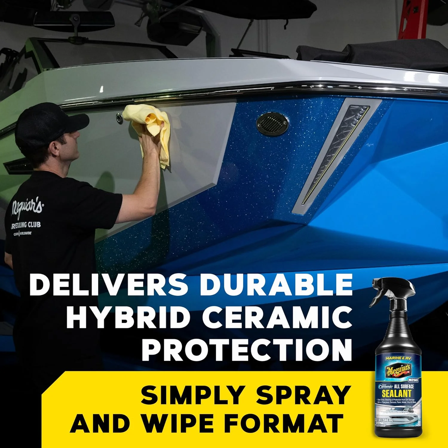 Meguiar's Marine & RV Hybrid Ceramic All Surface Sealant - Premium Fiberglass and Gel Coat Sealant that Boosts Gloss, Beading & Protection from UV Damage - Easy to Apply and Wipe Off, 32 Oz Spray - Image 3
