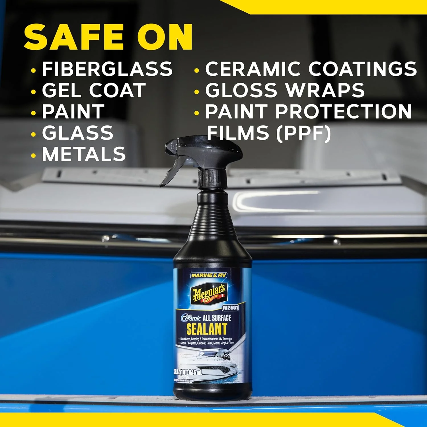 Meguiar's Marine & RV Hybrid Ceramic All Surface Sealant - Premium Fiberglass and Gel Coat Sealant that Boosts Gloss, Beading & Protection from UV Damage - Easy to Apply and Wipe Off, 32 Oz Spray - Image 9