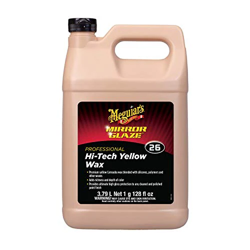 Meguiar’s Professional Hi-Tech Yellow Wax M2601 - Pro Yellow Carnauba Wax with a Deep Gloss & Shine and a Long-Lasting Protection, Easy to Use Liquid Wax with Professional Results, 1 Gal, 128 Oz