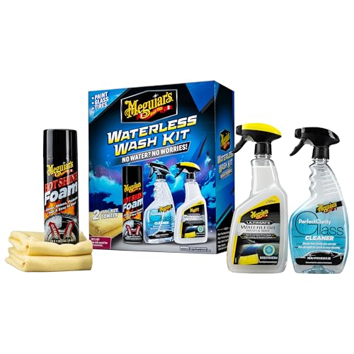 Meguiar’s Waterless Wash Kit - This Premium Car Detailing Kit Gently Removes Dirt and Grime, Adds Shine and Protects Several Surfaces on Your Car Without Water – Get Amazing Results Detailing Anywhere