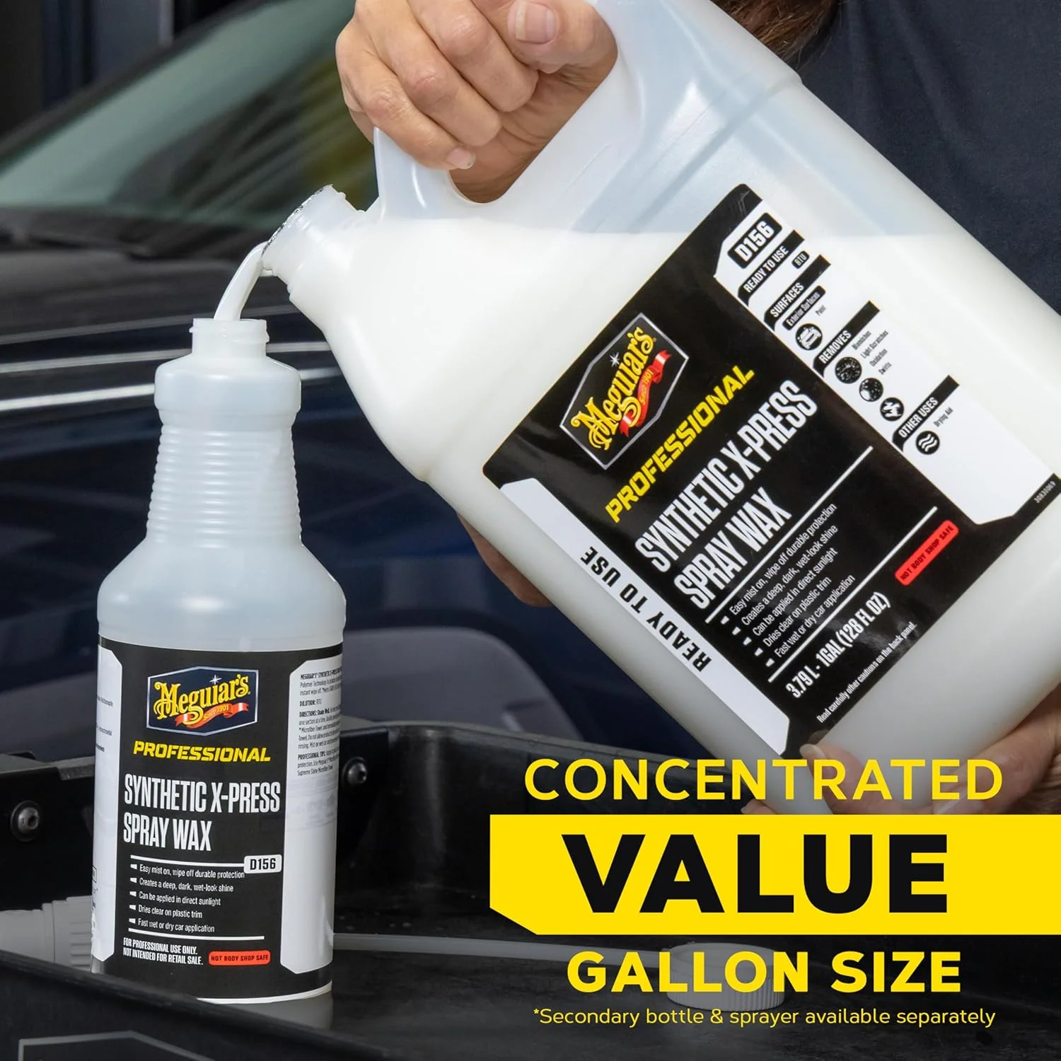 Meguiar's D15601 Synthetic X-Press Spray Wax for Car Detailing, Creates a Deep Shiny Look, Can Be Applied to Wet or Dried Paint and In Direct Sunlight, Moisture Rolls Off Waxed Paint, 1 Gallon - Image 6