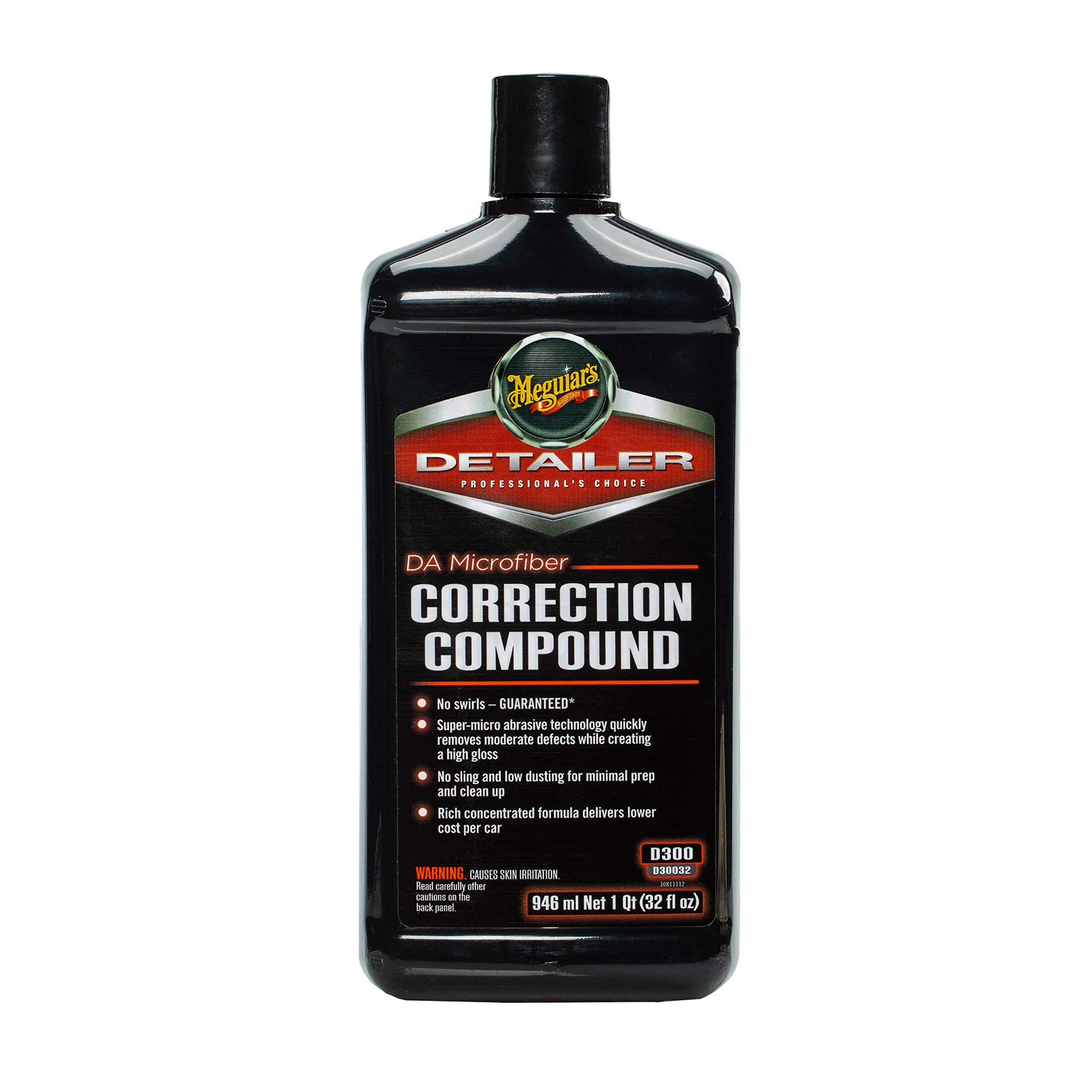 Meguiar's DA Microfiber Correction Compound D30032 - Pro Car Scratch Remover, for Use with a DA Polisher and Microfiber Cutting Disc, Remove Swirls, Scratches, Water Spots, and Oxidation, 32 Oz