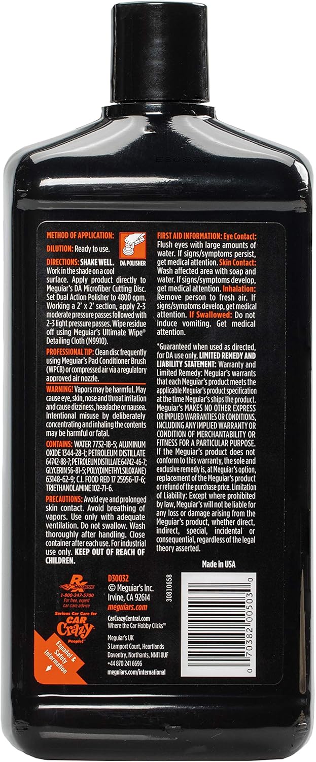 Meguiar's DA Microfiber Correction Compound D30032 - Pro Car Scratch Remover, for Use with a DA Polisher and Microfiber Cutting Disc, Remove Swirls, Scratches, Water Spots, and Oxidation, 32 Oz - Image 4